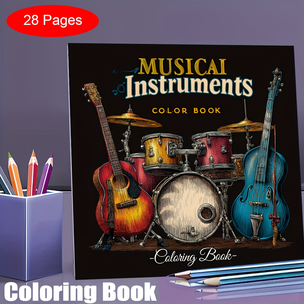 Musical Instrument Coloring Pages - 28 Pages Musical Instrument Coloring Book
