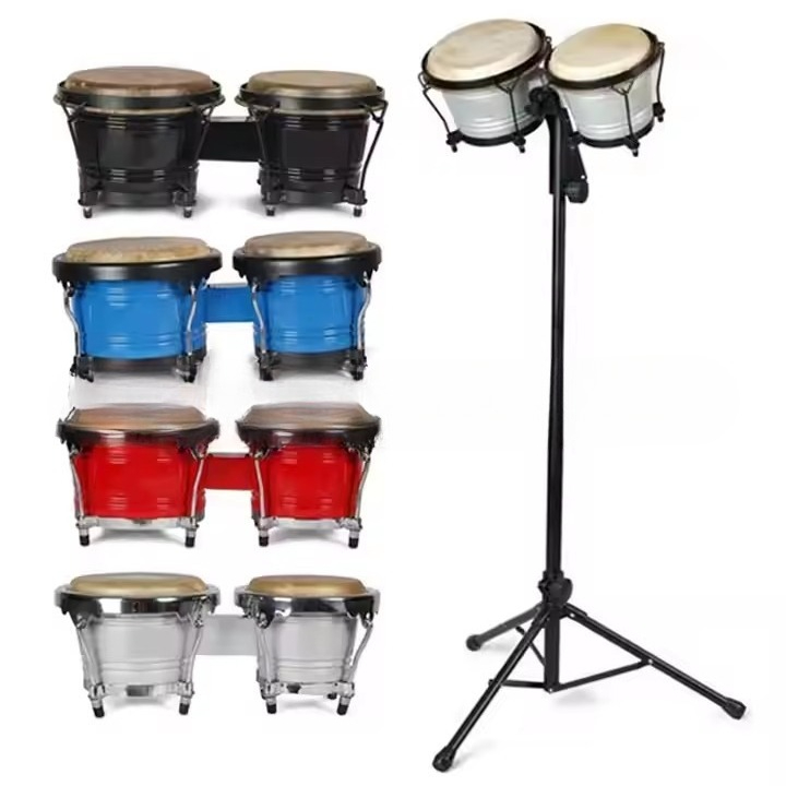 Bongo Drum Set - Professional Bongo Tambourine with Stand Set