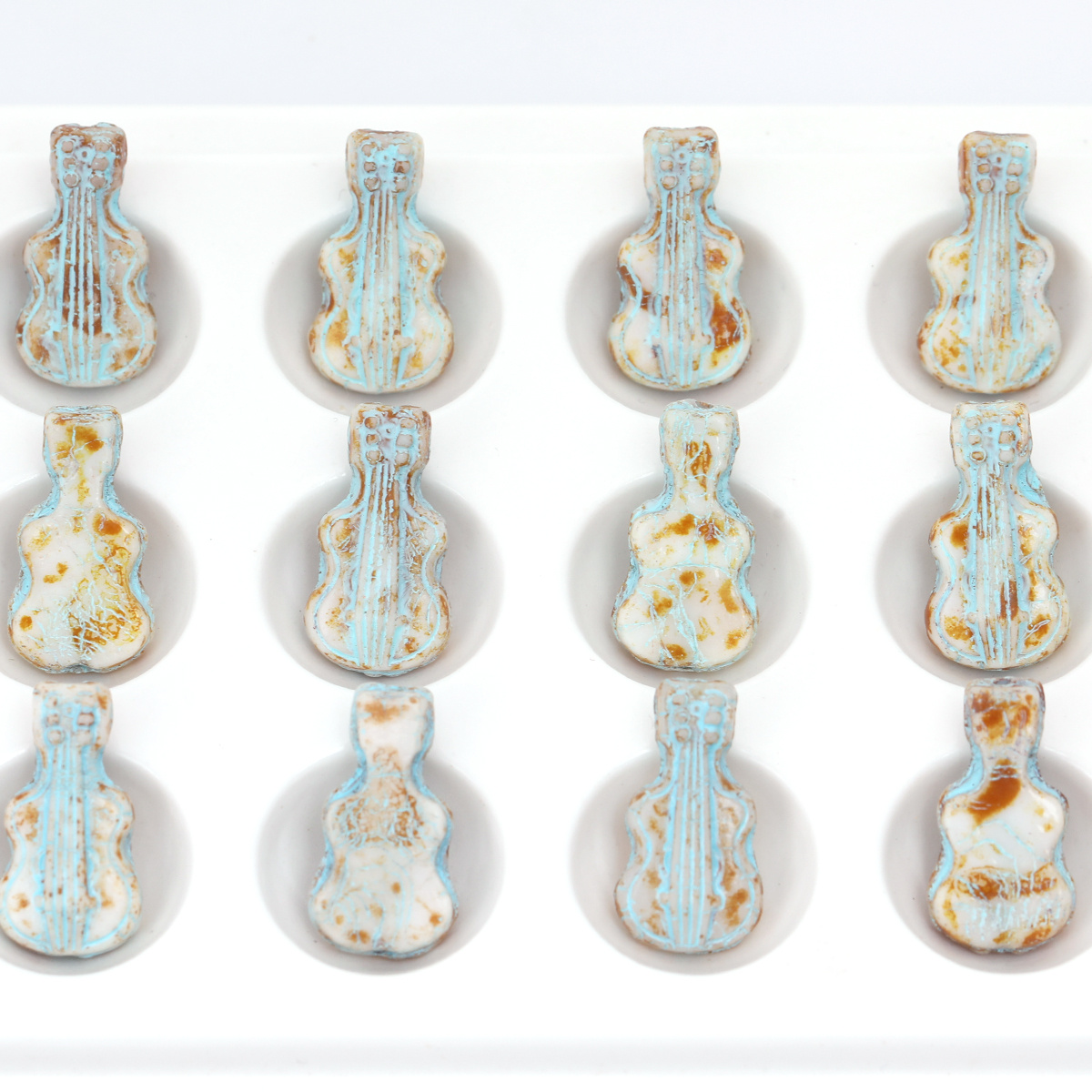 Musical Instrument Glass - 4pcs/8pcs Vintage Crackle Violin Glass Beads,