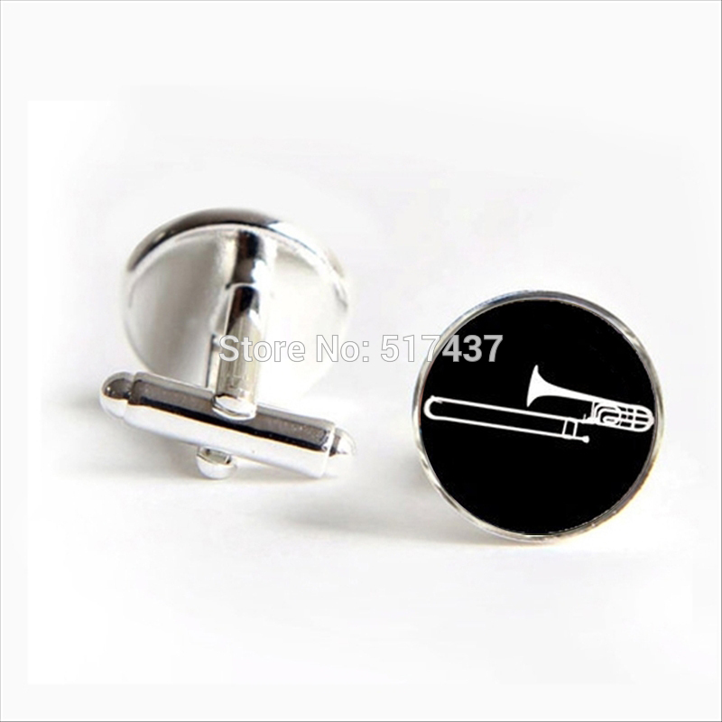 Musical Instrument Glass - 2017 wholesale Trombone Cufflinks Trombone Cuff