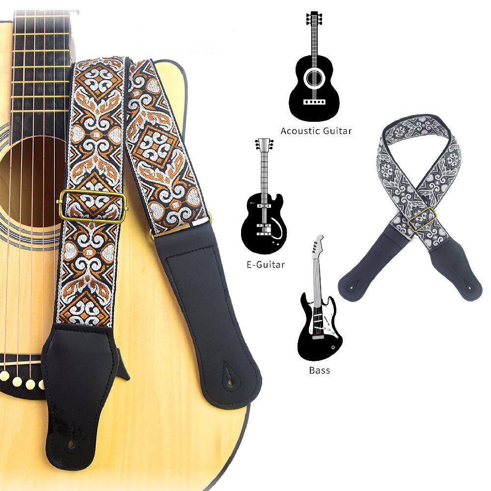 Musical Instrument Organ - Guitar Strap Embroidered Print Ethnic Style