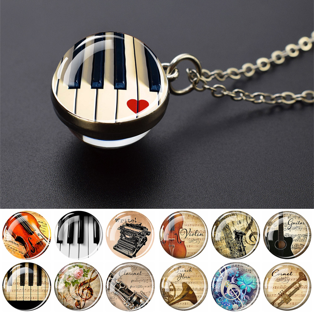 Musical Instrument Glass - Musical Instrument Necklaces Piano Guitar Clarinet