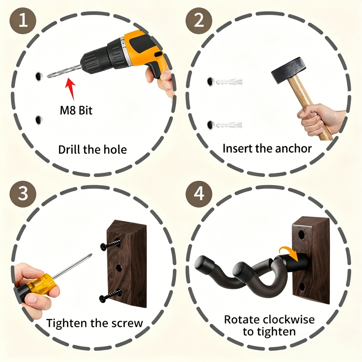 Miwayer Wood Guitar Wall Mount - Acoustic Guitar Dreadnought recension och pris