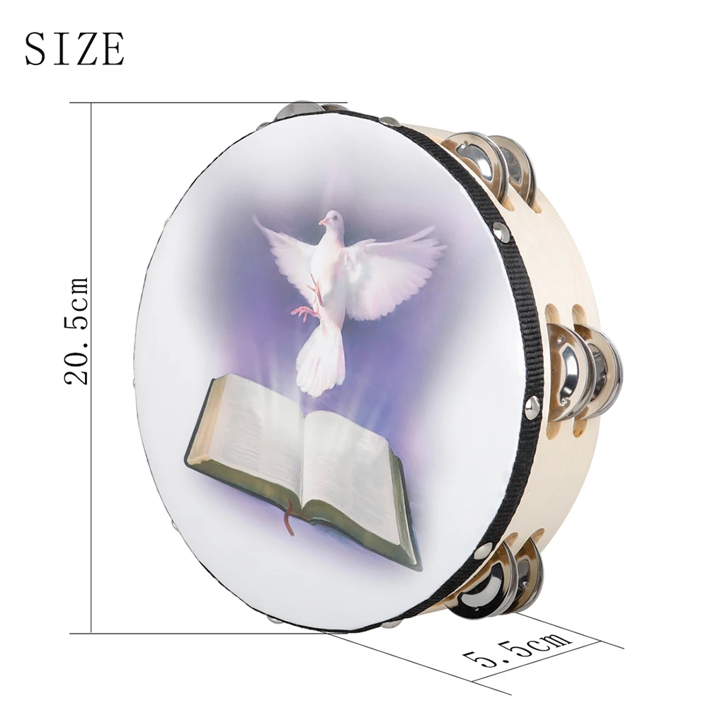 8 Inch Tambourine Peace Pigeon - Musical Instrument Game recension och pris