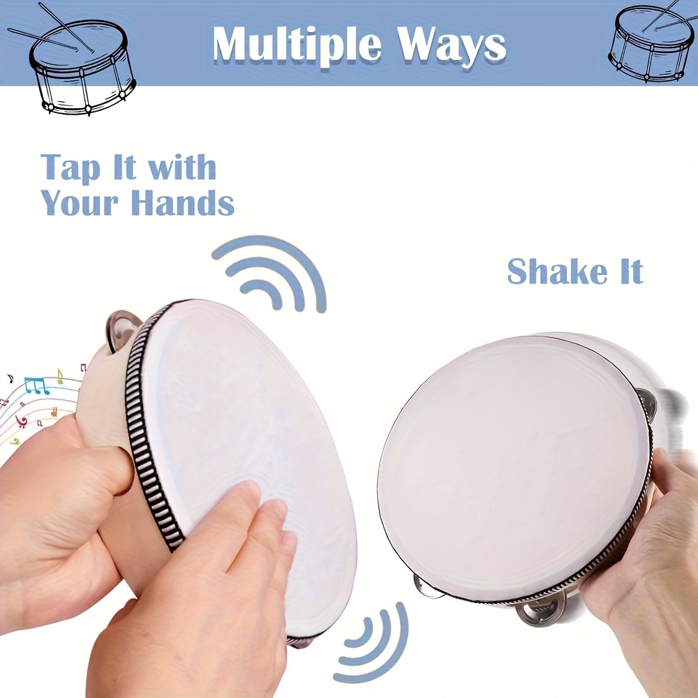 1/3pcs Wooden Tambourine 6/8/1 - Musical Instrument Game recension och pris